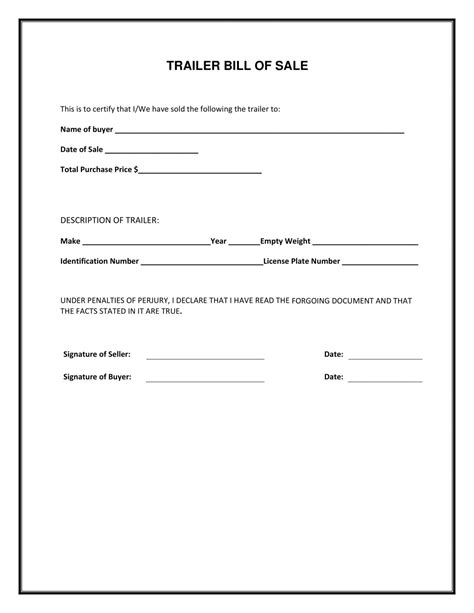 Free Printable Vehicle Bill Of Sale Template Form Generic Free