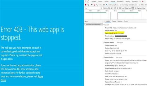 Azure Web Apps Error 403 This Web App Is Stopped Microsoft