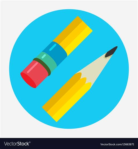 Pencil Icon Flat Logo Royalty Free Vector Image