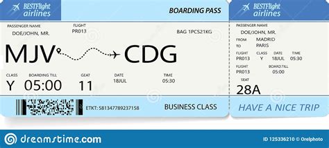 Blue Boarding Pass Cartoon Vector 127933559