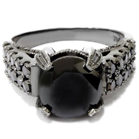 5 14ct Treated Black Diamond Engagement Ring 14k Black Gold Ebay