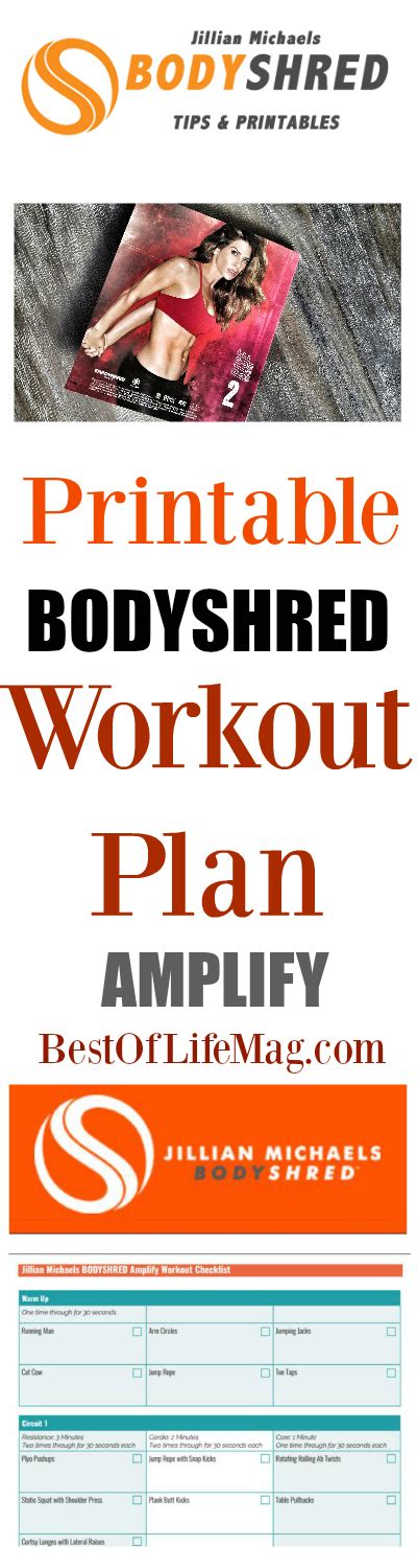 Printable Bodyshred Workout Plan Amplify The Best Of Life® Magazine