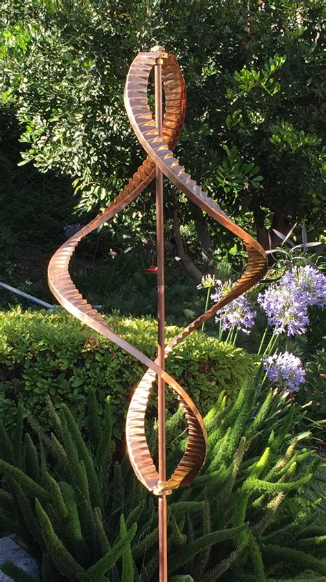 Stanwood Wind Sculpture Kinetic Copper Dual Helix Spinner Etsy