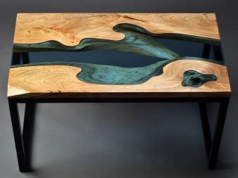 Un joli mix, dont seul table basse verre metal à le secret. Table-rivière (27 photos): résine époxy, maquettes de ...