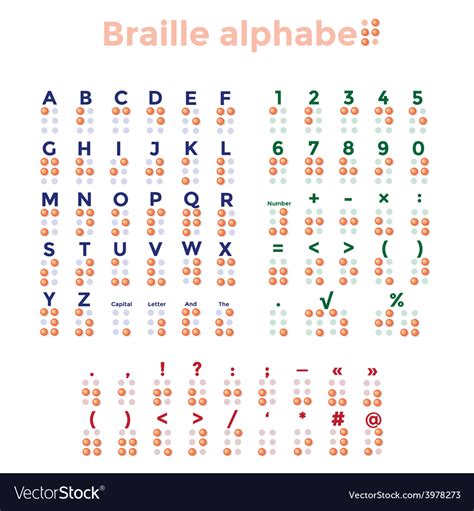 Braille Alphabet Punctuation And Numbers Vector Image