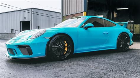 How do you think it would look on macan? 2018 Miami Blue Porsche GT3 Full Car Paint Protection Film ...