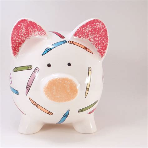 Crayon Piggy Bank Personalized Piggy Bank Coloring Piggy Bank Crayon