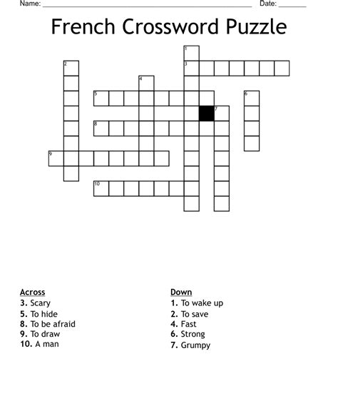 French Crossword Puzzle Wordmint
