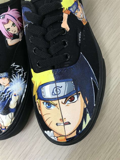Painter paints on shoes in solid color by hand with using special pigment. Naruto Custom Shoes Naruto Vans Authentic Shoes Naruto ...