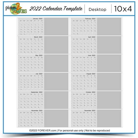 2022 Desktop Calendar Template Digital Art