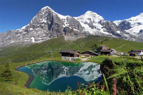 Swiss Alps Mountain And Lake Landscape Stock Image Image Of Europe
