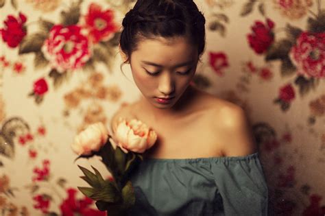 flowers bare shoulders women model asian wallpaper resolution 2048x1365 id 405836