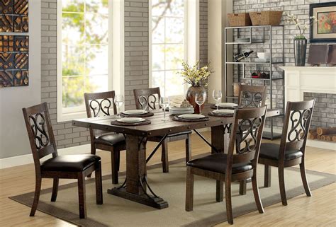 Paulina Rustic Walnut Rectangular Dining Room Set From Furniture Of