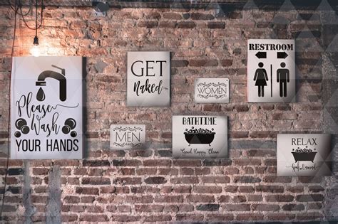 Bathroom Decor Bundle Svg File Sign Svg Eps Dxf Png By Mulia