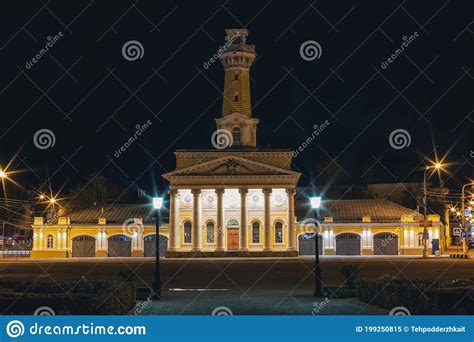 Fire Tower At Night Landmark In Kostroma Russia Stock Image Image
