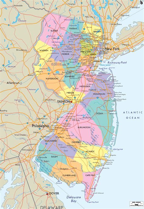 Large Map Of New Jersey Cities Cherly Charles