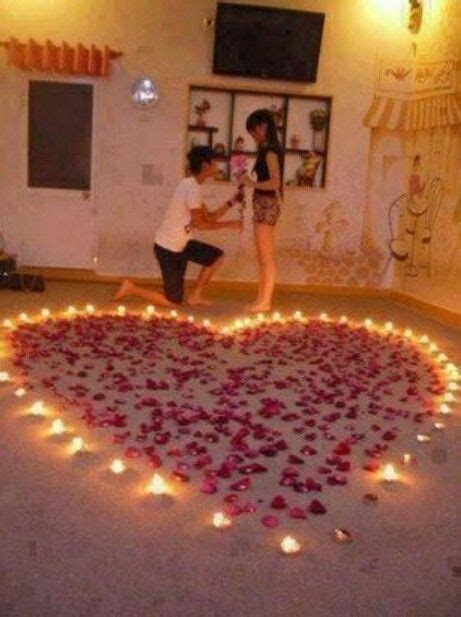 You give me joy that money can't buy. Huge candle lit heart with rose petals! Adorable proposal ...