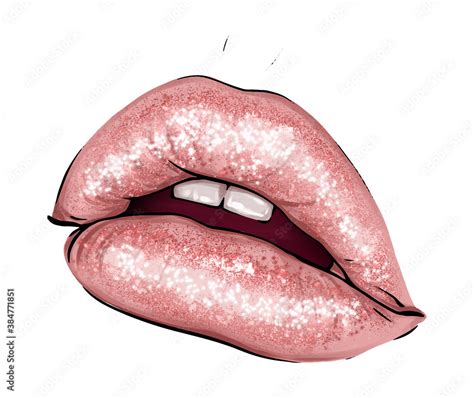 hand drawn parted sexy lips in nude color vector parted sexy lips beige lip color gloss
