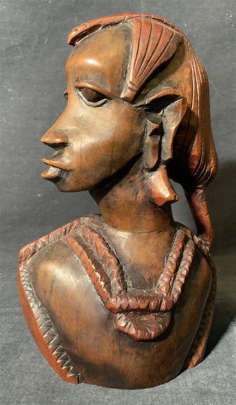 African Bust Of Woman Hand Carved Wood Feb 16 2022 The Benefit Shop Foundation Inc In Ny