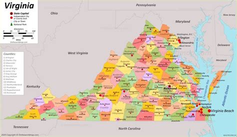 Virginia Map With Cities And Counties Interactive Map