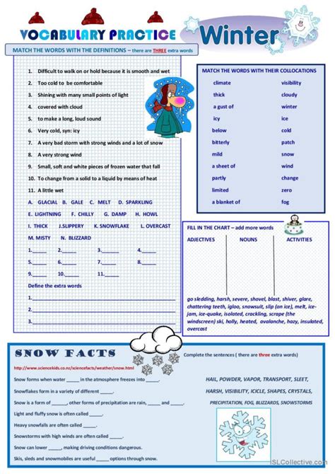 Winter Vocabulary Practice English Esl Worksheets Pdf And Doc