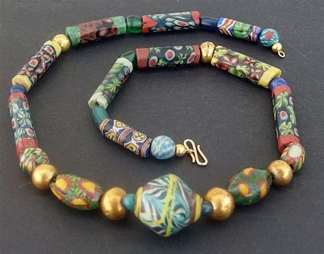 Egyptian Mosaic Glass Beaded Necklace Late Period