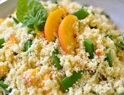 Pour boiling water over couscous in a large bowl, and cover with plastic wrap or lid. Couscous with Fresh Peaches & Sugar Snap Peas - A Southern ...