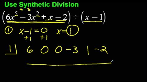 Polynomial Synthetic Division With Remainder Example 1 Youtube