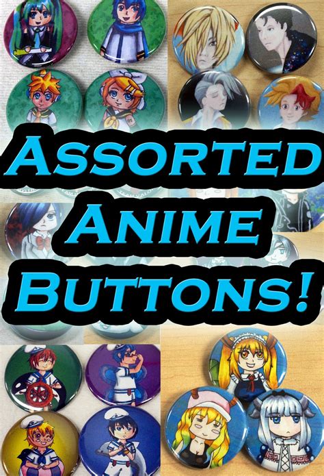 Assorted Cute Anime Button Pin Backs Inch From Various Etsy