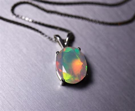 Natural Opal Pendant Rainbow Opal Necklace Genuine Fire Opal Glowing