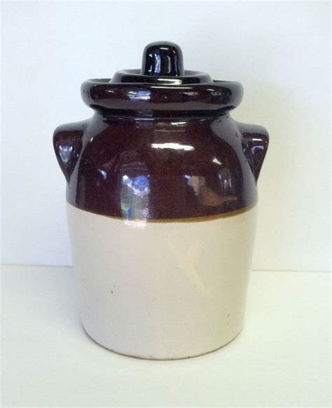 Brown Crock Stoneware Pot Vintage Bean Pot Vintage Crock Etsy