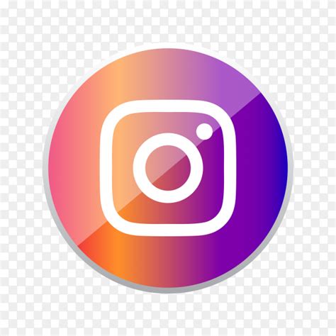 Round Shiny Silver Frame Instagram Icon Button With Gradient Effect On