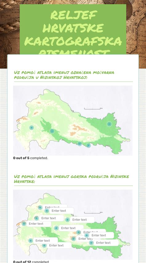 Reljef Hrvatske Kartografska Pismenost Interactive Worksheet By
