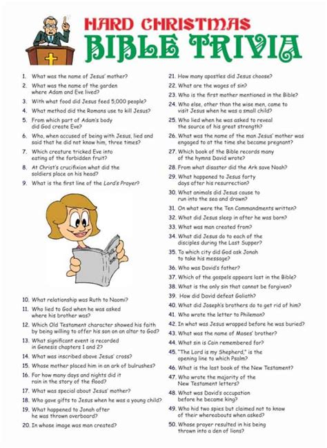 Free Printable Bible Trivia Questions And Answers Multiple Choice