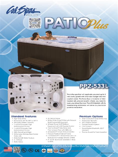 Cal Spas™ Patio™ Spa Kona Plus Ppz 533l Hot Tub Hot Tubs And Swim Spas