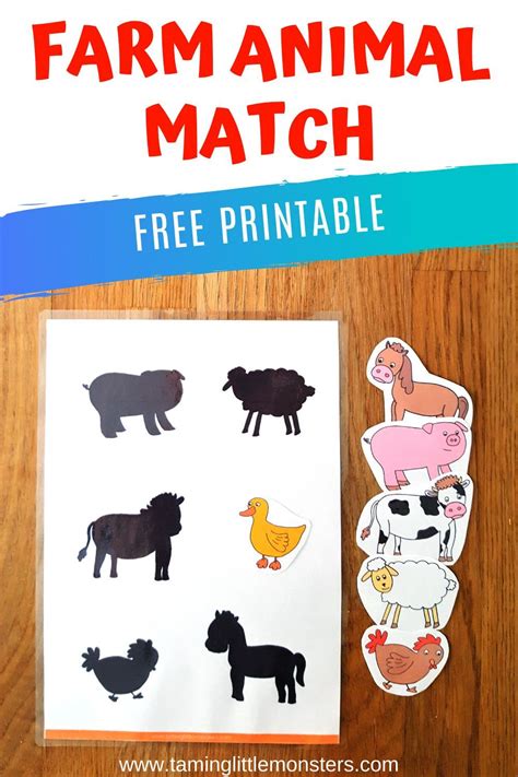 Free Farm Animal Matching Game Printable For Kids Taming Little