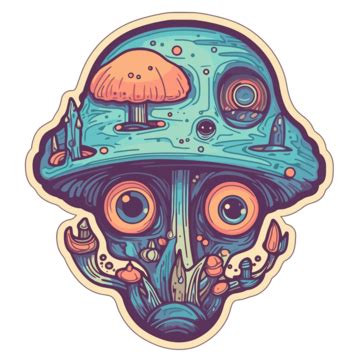 Psychedelic Mushroom Sticker Vector Clipart Trippy Trippy Clipart