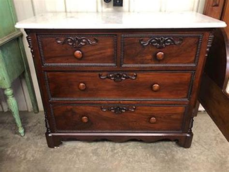 Lot Marble Top Antique Chest Of Drawers 34 In Tall 42 In Wide
