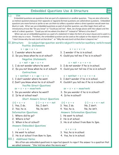Embedded Questions Use Structure Teaching Resources