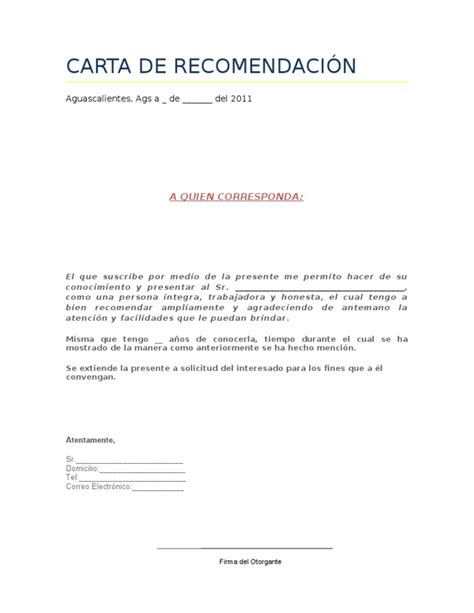 Ejemplo De Carta De Recomendacion Laboral Cartas De Recomendacion