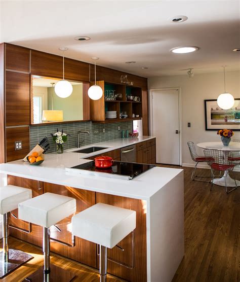 We did not find results for: Mid century modern kitchen with walnut cabinets, white ...