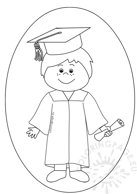 Boy Celebrating Graduation Day Clipart Coloring Page