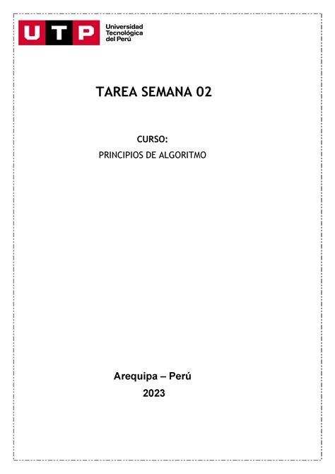 Ejercicios Semana 2 Tarea Tarea Semana 02 Curso Principios De