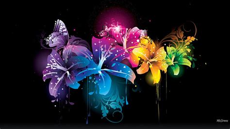 Butterfly Floral Fantasy Colorful Paint Splatter Butterflies Drip