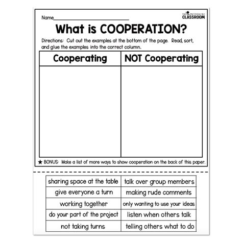 1st And 2nd Grade Social Emotional Learning Cooperation Unit Sort