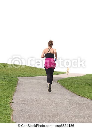 Sexy Woman Running Jogging In The Park Over White Background Canstock