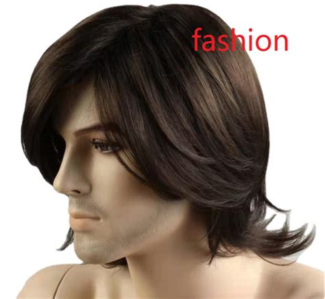 Mens Wig Long Straight Hair Handsome Realistic And Fluffy Non