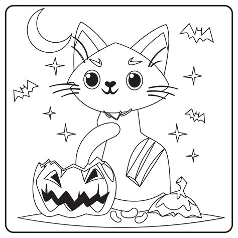 Halloween Cat Drawing For Kids