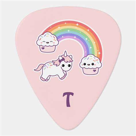 Cupcake Rainbow Unicorn Guitar Pick Zazzle
