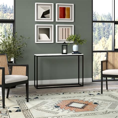 Hailey Home Dalbec Modern Blackened Bronzefaux Marble Console Table In
